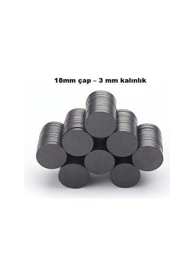 Dünya Magnet 50 Adet 18x3 Mm Yuvarlak Mıknatıs, Çok Amaçlı, Süsleme Mıknatısı, Ferrit Magnet