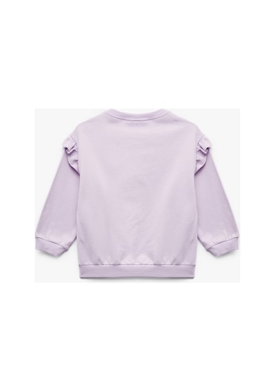 Koton Kız Bebek Şardonlu Uzun Kollu Bisiklet Yaka Tavşan Aplikeli Pamuklu Sweatshirt Lila