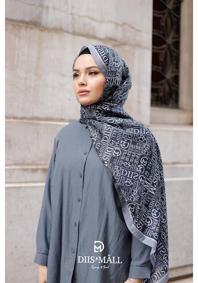 Mimiyum Desenli Özel Premium Soft Şal Gri