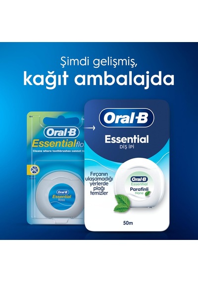 Tr Essential Diş İpi, Plak Temizler, Parafinli Diş İpi, Nane Aroması, 50m