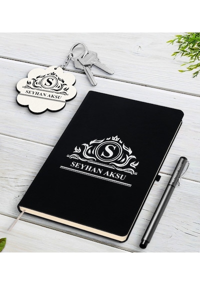 Kişiye Özel İsimli Siyah Defter Kalem Ve Anahtarlık Seti-1 N11.4331