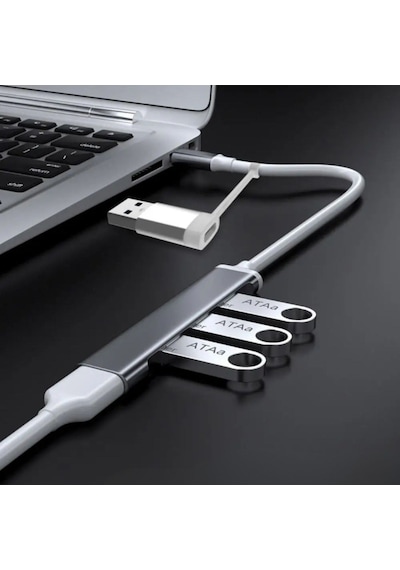 Dumles 4 Port'lu Bağlantı İstasyonu Ultra İnce Usb Bölücü Type-c Tipi Çoklu Arayüz Adaptörü Multi Usb Çoklayıcı