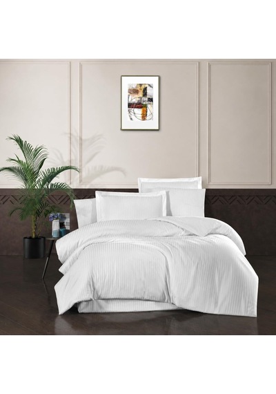 Çizgili Saten Nevresim Takımı, Çift Kişilik 4 Parça Pamuklu Saten, Yumuşak Ve Serin Nevresim 200x220, Çarşa Diğer 36467513