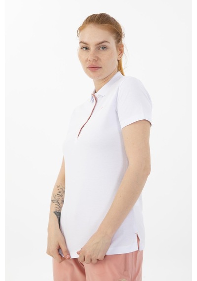 Maraton Sportswear Regular Kadın Polo Yaka Kısa Kol Basic Beyaz T-Shirt 19020-Beyaz