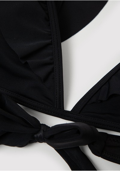 Mavi - Bağcık Detaylı Siyah Bikini Üstü 1914054-900