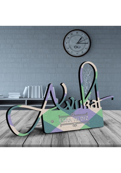 Kişiye Özel Mesleki Avukat Ahşap Masa İsimliği - D8