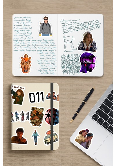 Stranger Things Dizi Telefon Laptop Bullet Journal Yapışkanlı Folyo Sticker Paketi 20 Adet Çok Renkli