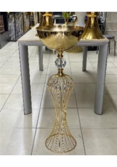 Vz-05 Tel Vazo 90 Cm 32 Cm Çap Büyük Boy Dekoratif Modern Şık Salon Vazo Altın