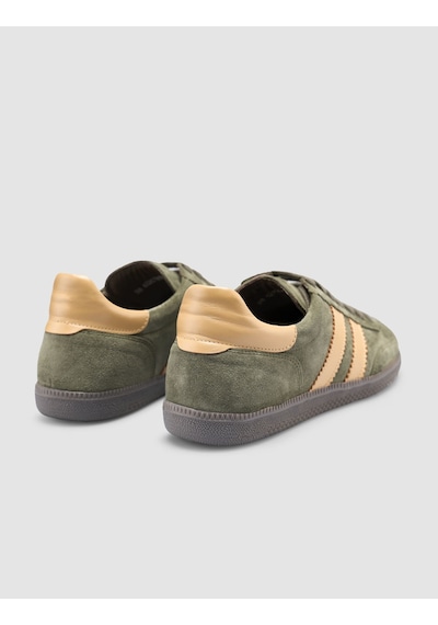 %100 Hakiki Deri Yeşil Süet Kadın Sneaker-yesıl Yeşil