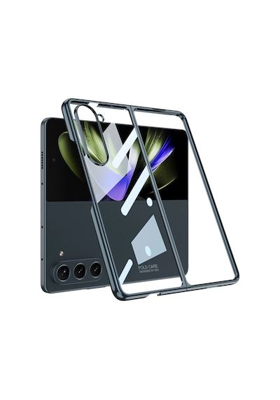 Galaxy Uyumlu Z Fold 5 Kılıf Zore Full Camlı Kıpta Kapak Gümüş Yeşili
