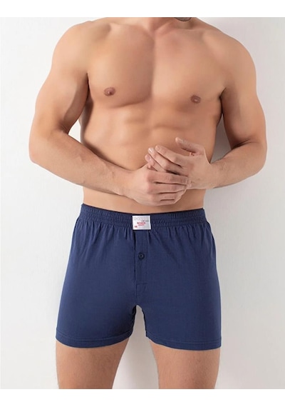 6 Adet Donex Erkek Pamuklu Düz Renk Penye Boxer 2303 Lacivert