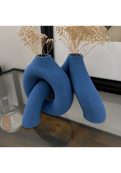 3d Baskı Interlocking Vazo - İç İçe Geçen Dekoratif Vazo-mavi Çok Renkli