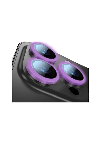 Buff Apple Uyumlu iPhone 15 Pro Max / 15 Pro Neon Metal Lens Koruyucu Mor