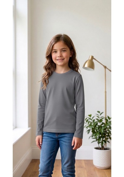 Merdia Kids Kız Erkek Çocuk 6'lı Uzun Kollu Basic Mevsimlik Tişört Siyah