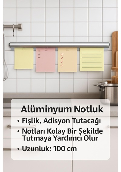Wf Aliminyum Notluk Fişlik Adisyon Tutacağı 100 Cm. Cin201 Açık Gri