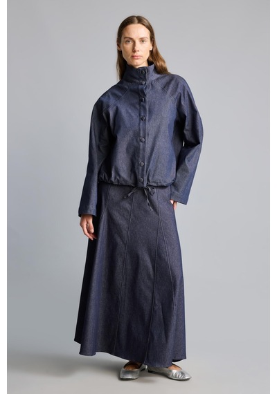 Defacto Regular Fit Jean Görünümlü Panel Detaylı Maxi Etek I4074ax26aunv42 Lacivert-nv42