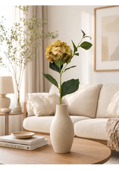 Yapay Çiçek Ortanca Hydrangea Spray Yapraklı, Bej, 31 İnç, 1 Adet, İç Mekan Dekorasyonu İçin Çok Renkli