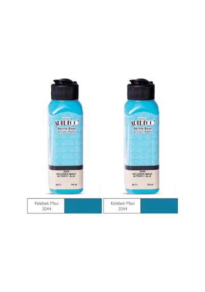 2 Li Akrilik Boya 140 Ml Renk Seçmeli Canlı Ve Pastel 3044 - Kelebek Mavi