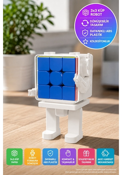 Moyu 3x3 Robot Zeka Küpü Mfjs Meilong Mf8964 Beyaz Bulmaca Oyuncağı 7,8x6x12 Cm