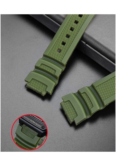 Casio Için Sgw-300 400 500 Ae1200 1300 Yeşil Haki Muadil Silikon
