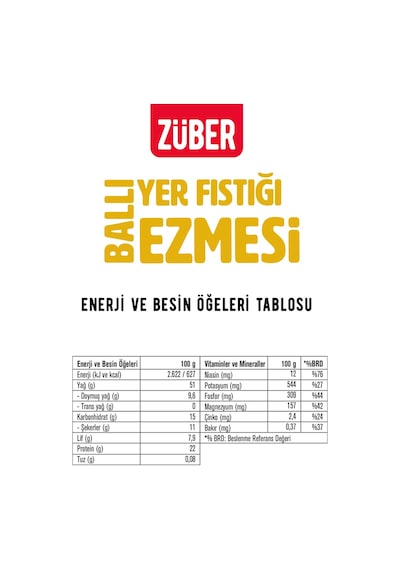 Züber Ballı Yer Fıstığı Ezmesi 315 G