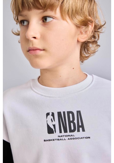 Defacto Nba Bisiklet Yaka İçi Yumuşak Tüylü Kalın Kumaş Sweatshirt Erkek Çocuk I2196a826wnwt34 Beyaz-wt34