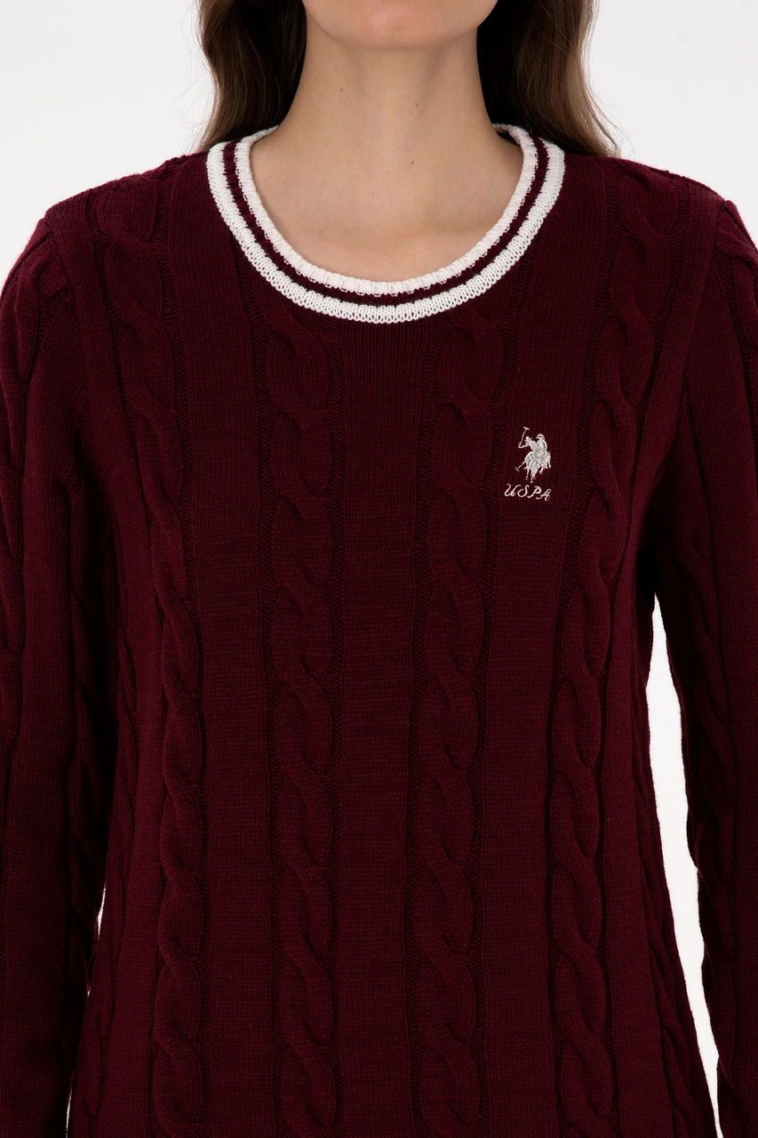 U.S. Polo Assn. Kadın Bordo Bisiklet Yaka Kazak 50317182-VR014