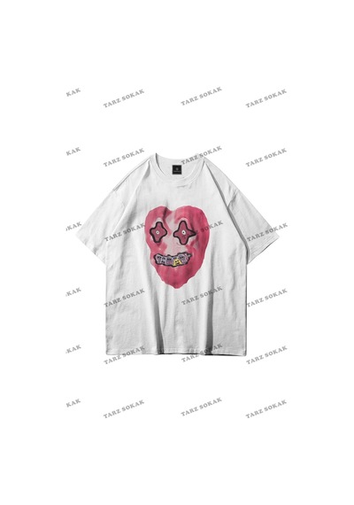 Startmore Unisex Kalp Beyaz Siyah