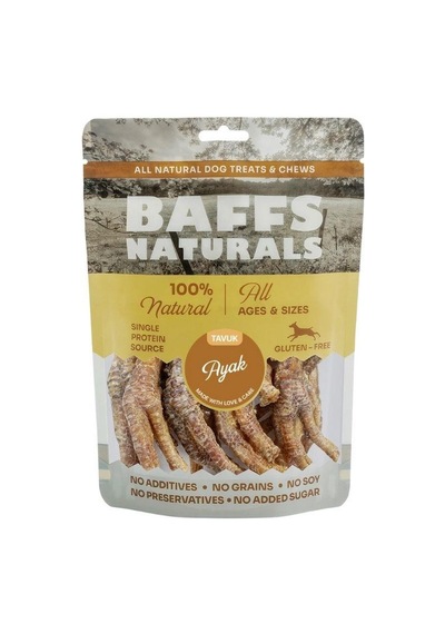 Baffs Naturals Kurutulmuş Tavuk Ayağı Köpek Ödülü 100 Gr