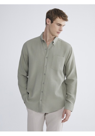 Lcwaıkıkı Classic Yeşil Regular Fit Uzun Kollu Erkek Gömlek