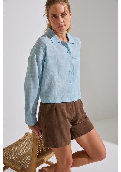 U.S. Polo Assn. U.s. Polo Assn. Kadın Mavi Gömlek Desenli 50324650-vr036