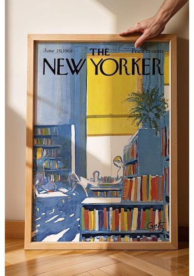 The New Yorker Çerçeveli Tablo June 29 1968 - Kitapçı Kütüphane Tablosu