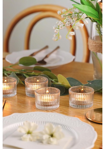 Eva 2 Adet Cam Tealight Mumluk Sunumluk