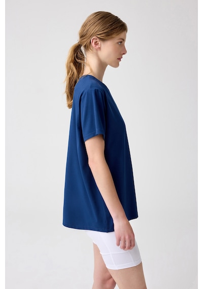 Los Ojos X Melodi Lacivert Oversize Geniş Kalıp Tişört Boyfriend T-shirt Lacivert Lacivert