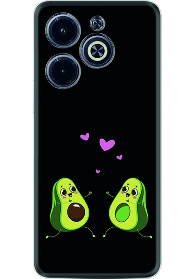 Infinix Uyumlu Hot 40i Kılıf Silikon Desen Özel Seri Aşık Avokadolar 1642
