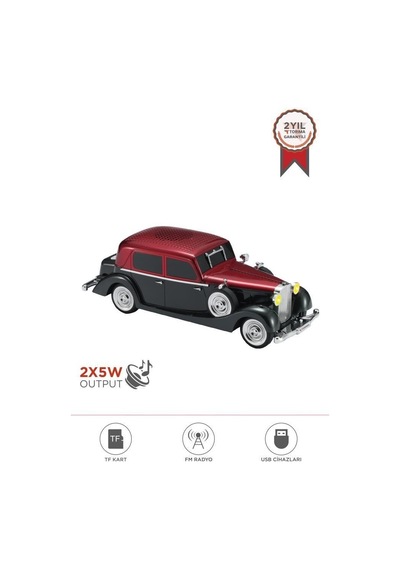 Özel Seri Ses Müzik Akustik Bluetooth Hoparlör Retro Araba D55 Kırmızı 2x5w