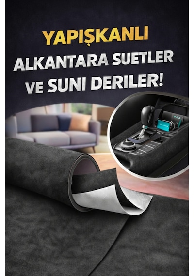 Kendinden Yapışkanlı Alkantara Süet Suni Deri 100 X 150 -antrasıt Antrasit