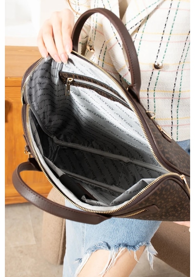 Just Polo Orijinal Ayarlanabilir Askılı Lüks Laptop & Evrak Çantası Shopper Ebat 30 X 40 Cm Kahverengi