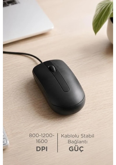 Özel Üretim Hızlı Öğrenci Sessiz Mouse Optik Kablolu Fare Tm06 Siyah