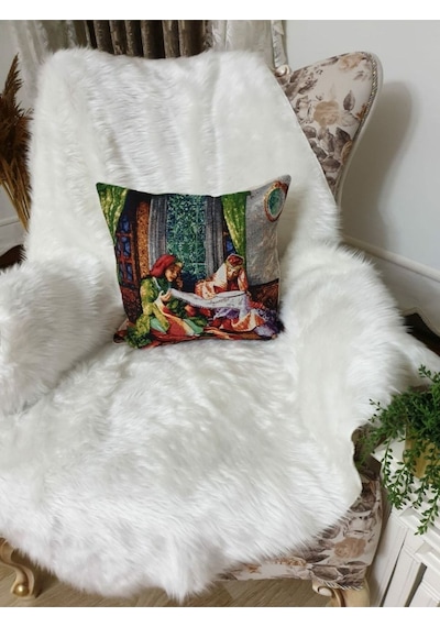 Goblen Kaneviçe Desen Kırlent Kılıf Renkli