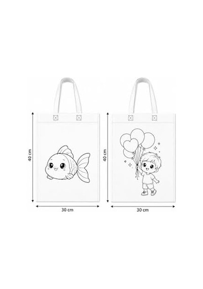 10&apos Lu Boyanabilir Bez Çanta Seti 30x40 Cm Çift Taraflı Baskılı Çocuk Aktivite Çantası