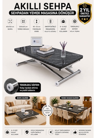 Home Üst Tabla Mdf Siyah Mermer Oval Köşe Alt Krom