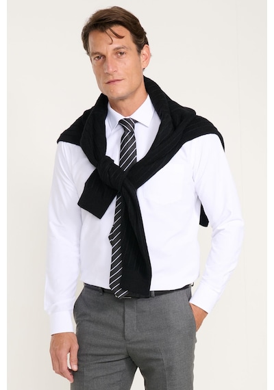 AC&Co / Altınyıldız Classics Erkek Beyaz Kolay Ütülenebilir Comfort Fit Geniş Kesim Klasik Yaka Gömlek Beyaz