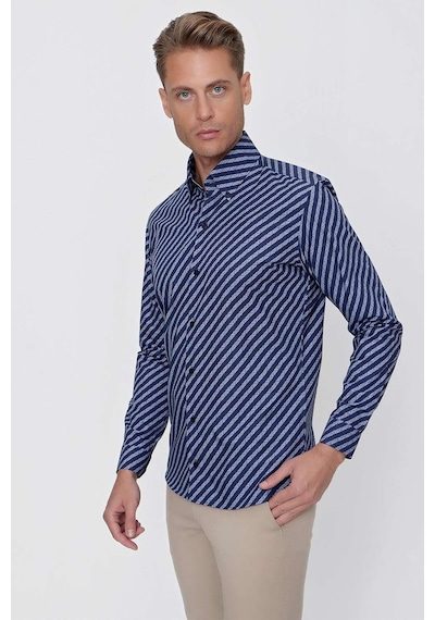 Efor G 1517 Slim Fit Lacivert Spor Gömlek Lacivert