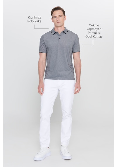 Ac&Co / Altınyıldız Classics 4A4820200047Syh3XL Düğmeli Polo Yaka Cepsiz Slim Fit Erkek Tişört Siyah