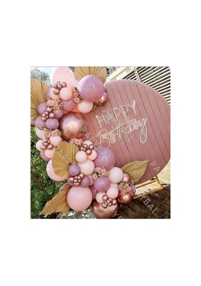 Makaron Pembe Toz Pembe Rosegold Krom Balon Zinciri 100 Adet Mix