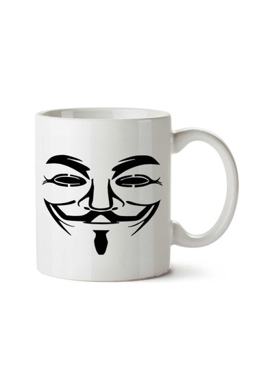 V For Vandetta Maske İki Tarafı Baskılı Kupa Bardak Çok Renkli