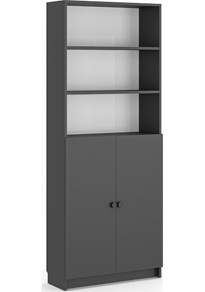 Bili Kitaplık 5 Raflı 2 Kapaklı Çok Amaçlı Ofis Salon Kitap Dosya Rafı Antrasit Antrasit Bili Kitaplık 5 Raflı 2 Kapaklı Çok Amaçlı Ofis Salon Kitap Dosya Rafı Antrasit Antrasit