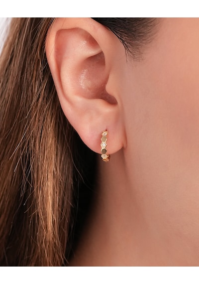 Debora Jewelry 14 Ayar Altın Zirkon Taşlı Halka Küpe