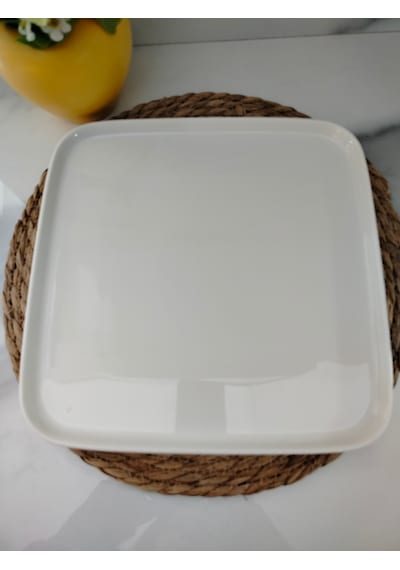 Md Natura Kare Servis Tabağı Beyaz